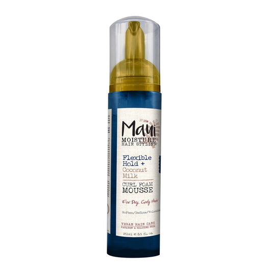 Maui Moisture Flexible Hold + Kokosmilch Locken-Schaumfestiger für lockiges Haar – ohne austrocknende Alkohole, Parabene oder Silikone, 240 ml