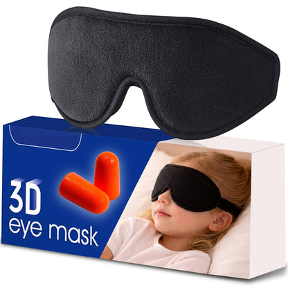 ASTRA VENA 3D Schlafmaske für Kinder – Lichtblockierende, konturierte Augenmaske mit Memory-Schaum, verstellbarem Riemen, für Jungen und Mädchen, Schwarz