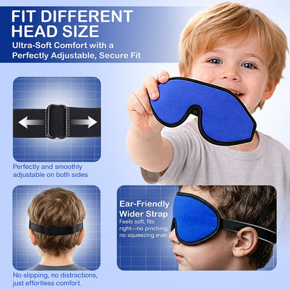 ASTRA VENA 3D Schlafmaske für Kinder – Lichtblockierende Schlafbrille mit Memory-Schaum, verstellbarem Riemen, für Jungen und Mädchen, Dunkelblau