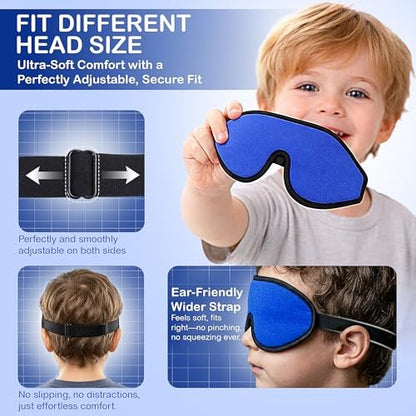 ASTRA VENA 3D Schlafmaske für Kinder – Lichtblockierende Schlafbrille mit Memory-Schaum, verstellbarem Riemen, für Jungen und Mädchen, Dunkelblau