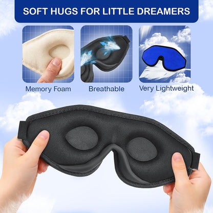 ASTRA VENA 3D Schlafmaske für Kinder – Lichtblockierende Schlafbrille mit Memory-Schaum, verstellbarem Riemen, für Jungen und Mädchen, Dunkelblau