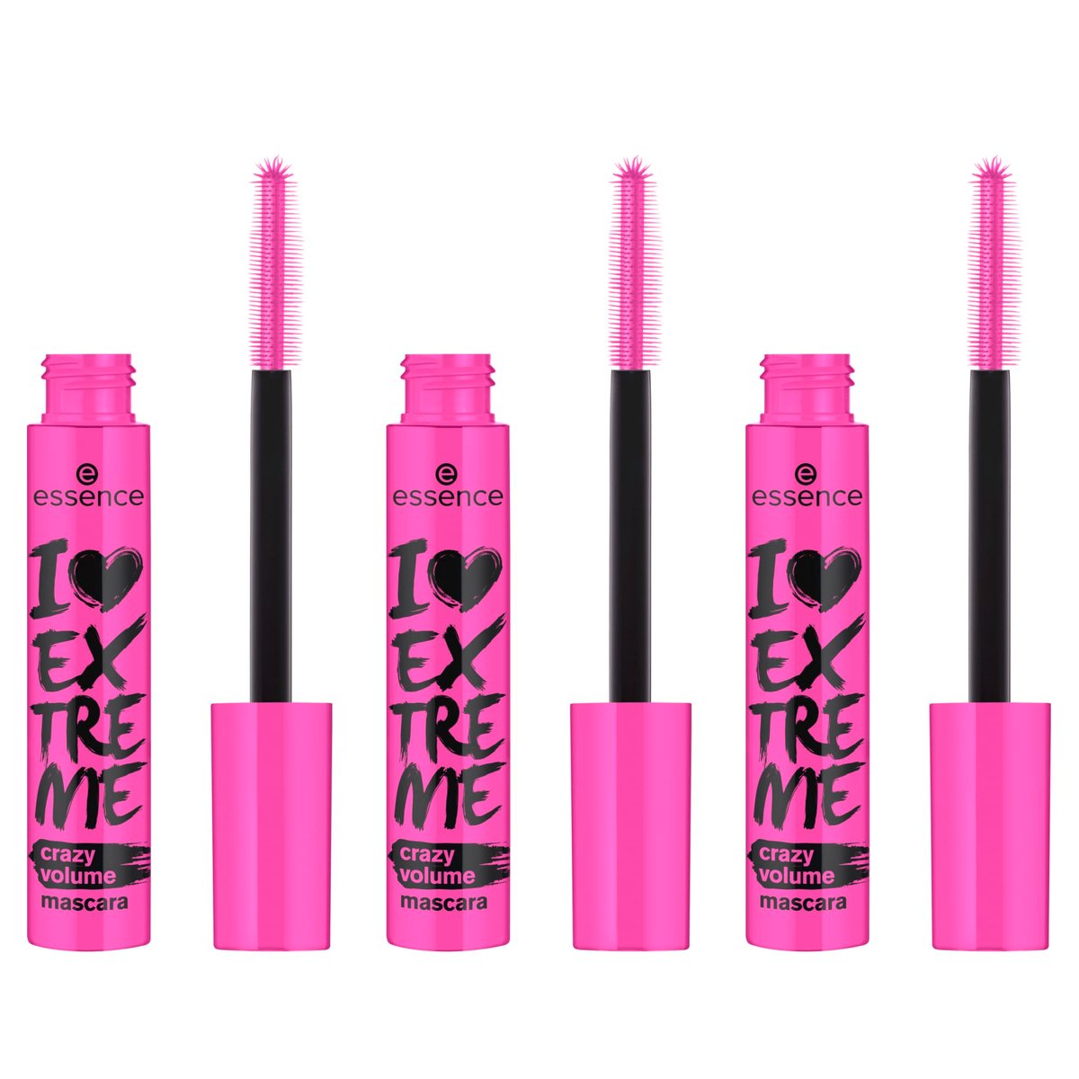 essence I Love Extreme Crazy Volume Mascara (3er Pack) – Vegan & Tierversuchsfrei – Ohne Parabene, Duftstoffe, Alkohol & Mikroplastik