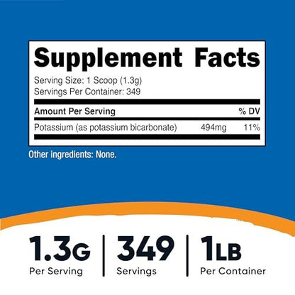 Nutricost Kalium-Bicarbonat Pulver 1 Pfund – Glutenfrei, Nicht-GVO, Mineralergänzung