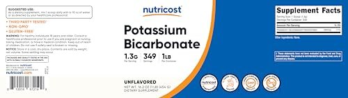 Nutricost Kalium-Bicarbonat Pulver 1 Pfund – Glutenfrei, Nicht-GVO, Mineralergänzung