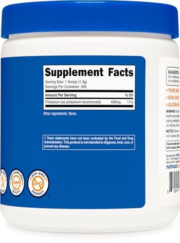 Nutricost Kalium-Bicarbonat Pulver 1 Pfund – Glutenfrei, Nicht-GVO, Mineralergänzung