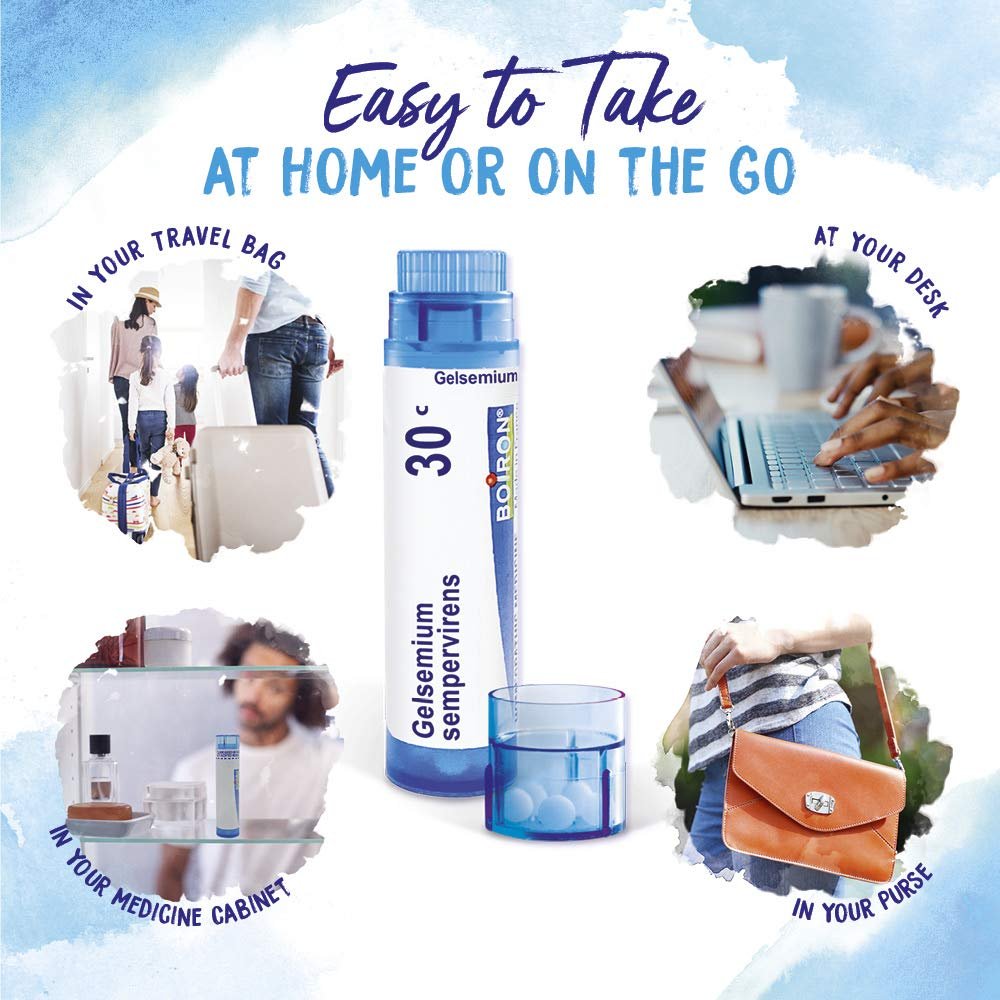 Boiron Gelsemium 30C Homöopathisches Arzneimittel gegen Stress, Nervosität, Beklemmung und Lampenfieber – 3er-Pack (240 Kügelchen)