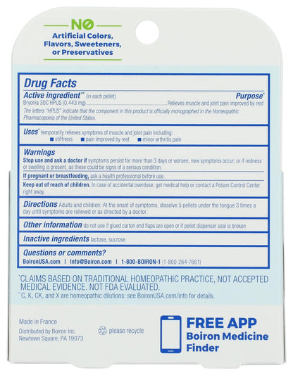 Boiron Bryonia 30C Homöopathisches Arzneimittel bei Gelenkschmerzen, Muskelkater, Arthritis-Schmerzen und Muskel- oder Gelenksteifheit – 3er-Pack (240 Kügelchen)