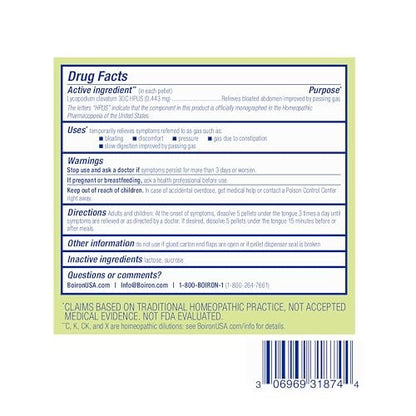 Boiron Lycopodium Clavatum 30C Homöopathisches Mittel gegen Blähungen, Völlegefühl und Magendruck - 3er-Pack (240 Kügelchen)