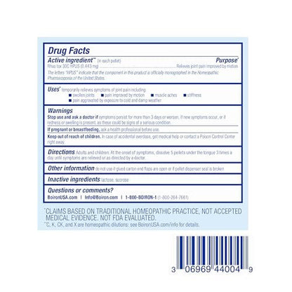 Boiron Rhus Tox 30C Homöopathisches Arzneimittel gegen Gelenkschmerzen, Muskelkater, geschwollene oder steife Gelenke und wetterbedingte Schmerzen – 3er-Pack (240 Kügelchen)