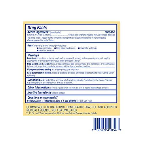 Boiron Pulsatilla 30C Homöopathisches Arzneimittel gegen Erkältung, Nasenverstopfung, dicken Schleim und Husten – 3er-Pack (240 Kügelchen)