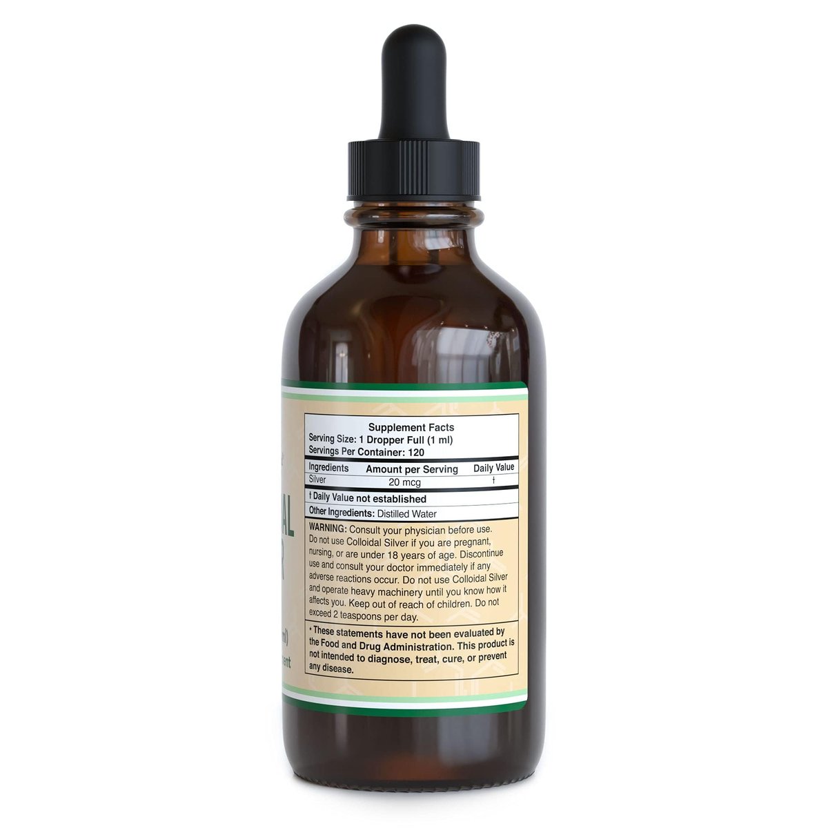 Kolloidales Silber 20 PPM - 118 ml (Plata Coloidal mit Pipette) 99,9% Rein, Glutenfrei, Nicht-GVO von Double Wood Supplements