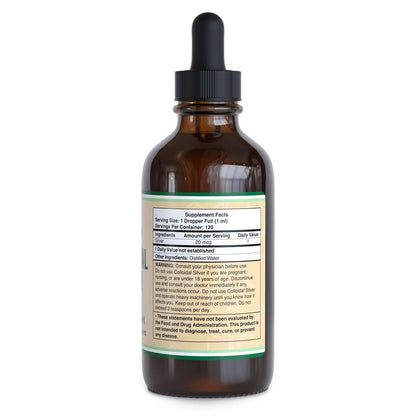 Kolloidales Silber 20 PPM - 118 ml (Plata Coloidal mit Pipette) 99,9% Rein, Glutenfrei, Nicht-GVO von Double Wood Supplements