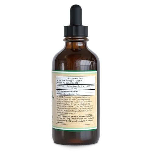 Kolloidales Silber 20 PPM - 118 ml (Plata Coloidal mit Pipette) 99,9% Rein, Glutenfrei, Nicht-GVO von Double Wood Supplements