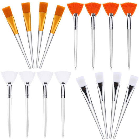16-teiliges Gesichtsmasken-Fächerpinsel-Set – weiche synthetische Pinsel für Kosmetik und Wimpernverlängerung (6 Zoll lang, schlicht)