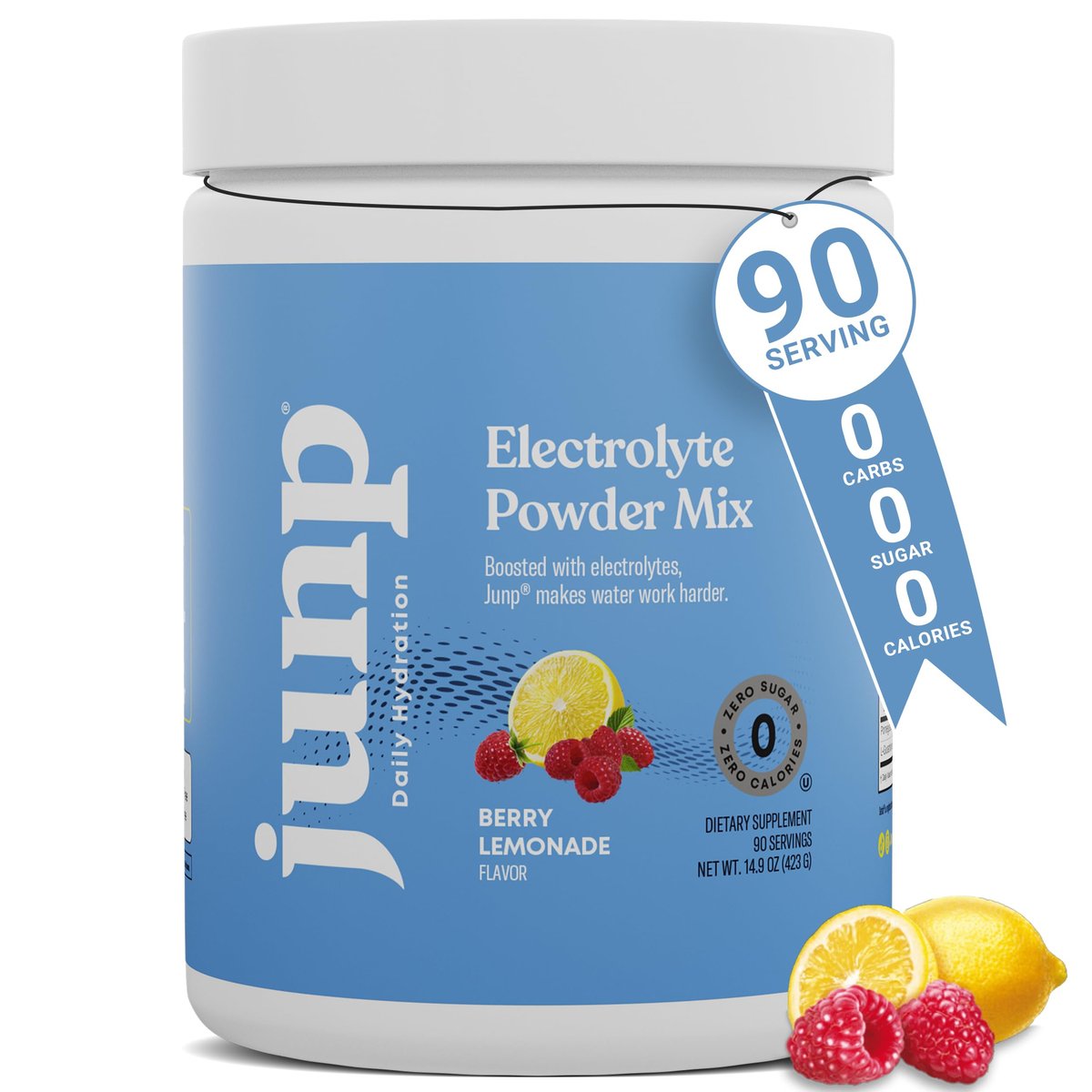 JUNP Elektrolytpulver Ohne Zucker Ohne Kohlenhydrate – Beeren-Limonade Keto Elektrolyt-Getränkemischung – Kalium- & Salz-Hydrationspulver – Null Kalorien Zuckerfreies Elektrolytpulver, 90 Portionen