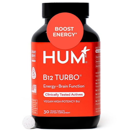 HUM B12 Turbo – Hochdosiertes Vitamin B12 Präparat mit Calcium für tägliche Energie, vegan & glutenfrei, 30 Tabletten