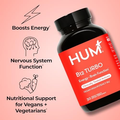 HUM B12 Turbo – Hochdosiertes Vitamin B12 Präparat mit Calcium für tägliche Energie, vegan & glutenfrei, 30 Tabletten