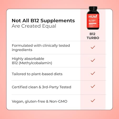 HUM B12 Turbo – Hochdosiertes Vitamin B12 Präparat mit Calcium für tägliche Energie, vegan & glutenfrei, 30 Tabletten