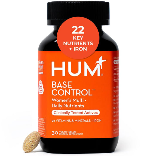 HUM Base Control Multivitamin für Frauen – 22 essentielle Vitamine & Mineralien, Vitamin C, Eisen, Biotin, Zink, B-Komplex, Unterstützung für die Prämenopause, glutenfrei, 30 Kapseln