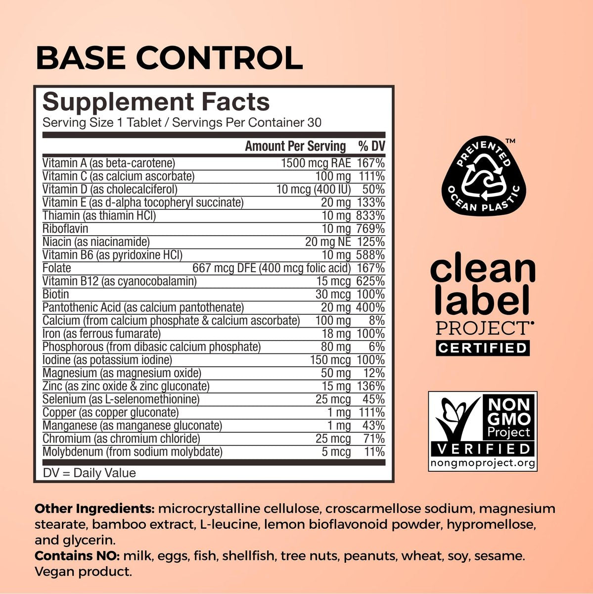 HUM Base Control Multivitamin für Frauen – 22 essentielle Vitamine & Mineralien, Vitamin C, Eisen, Biotin, Zink, B-Komplex, Unterstützung für die Prämenopause, glutenfrei, 30 Kapseln