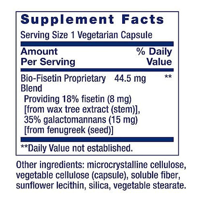 Life Extension Bio-Fisetin – Fisetin mit Galactomannanen aus Bockshornkleesamen für Zellgesundheit, kognitive Gesundheit und Langlebigkeit – glutenfrei, vegetarisch, nicht gentechnisch verändert – 30 Kapseln