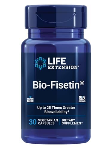 Life Extension Bio-Fisetin – Fisetin mit Galactomannanen aus Bockshornkleesamen für Zellgesundheit, kognitive Gesundheit und Langlebigkeit – glutenfrei, vegetarisch, nicht gentechnisch verändert – 30 Kapseln