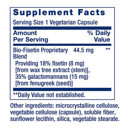 Life Extension Bio-Fisetin – Fisetin mit Galactomannanen aus Bockshornkleesamen für Zellgesundheit, kognitive Gesundheit und Langlebigkeit – glutenfrei, vegetarisch, nicht gentechnisch verändert – 30 Kapseln