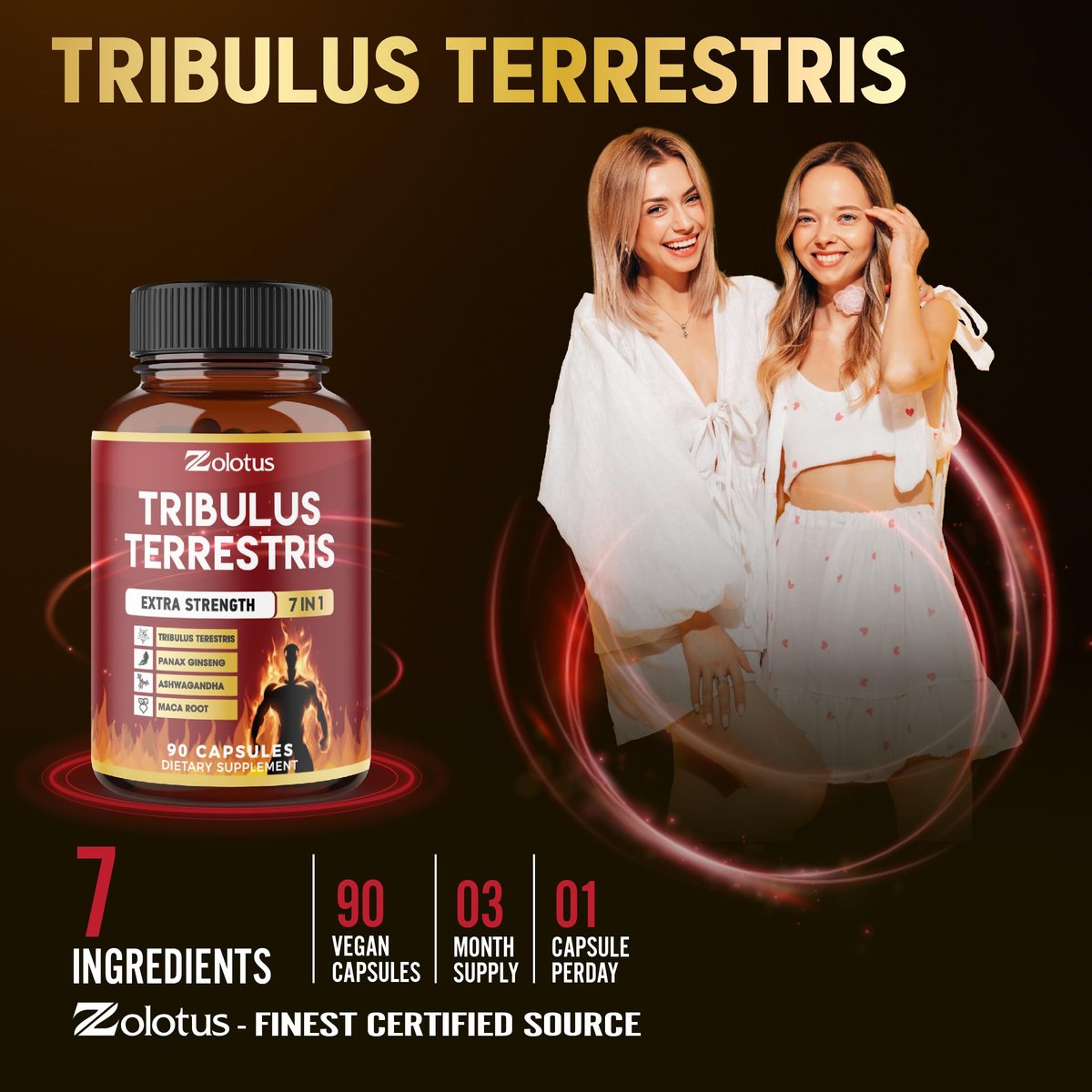 Tribulus Terrestris Kapseln mit Ashwagandha, Panax Ginseng, Sägepalme, Maca, Shilajit – 90 Kapseln – 3 Monate Vorrat