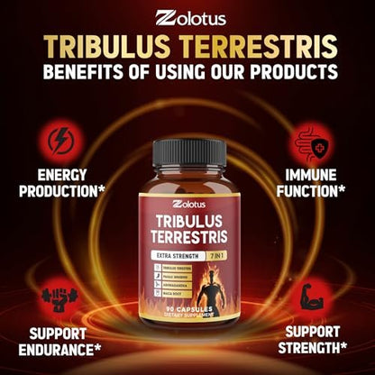 Tribulus Terrestris Kapseln mit Ashwagandha, Panax Ginseng, Sägepalme, Maca, Shilajit – 90 Kapseln – 3 Monate Vorrat