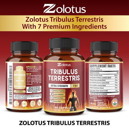 Tribulus Terrestris Kapseln mit Ashwagandha, Panax Ginseng, Sägepalme, Maca, Shilajit – 90 Kapseln – 3 Monate Vorrat