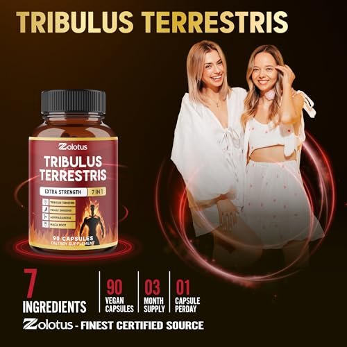 Tribulus Terrestris Kapseln mit Ashwagandha, Panax Ginseng, Sägepalme, Maca, Shilajit – 90 Kapseln – 3 Monate Vorrat