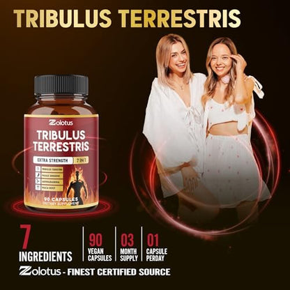 Tribulus Terrestris Kapseln mit Ashwagandha, Panax Ginseng, Sägepalme, Maca, Shilajit – 90 Kapseln – 3 Monate Vorrat