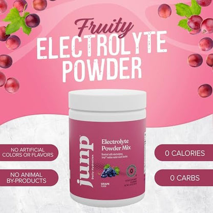 JUNP Electrolytes Pulver ohne Zucker und Kohlenhydrate – Trauben Keto Elektrolytgetränk – Kalium & Salz Hydrationspulver – Kalorienfrei, Zuckerfrei, 90 Portionen