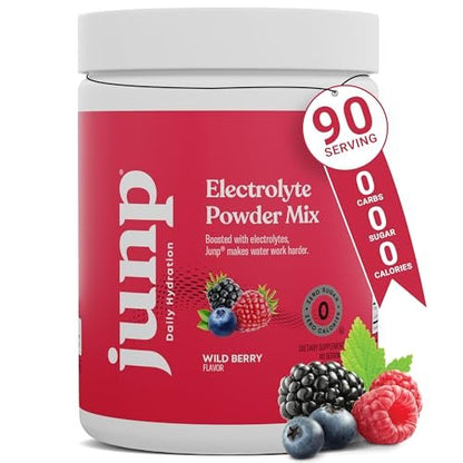 JUNP Elektrolyte Pulver ohne Zucker und Kohlenhydrate, Wild Beerengeschmack, Keto Elektrolytgetränk mit Kalium und Salz, Null Kalorien, zuckerfrei, 90 Portionen