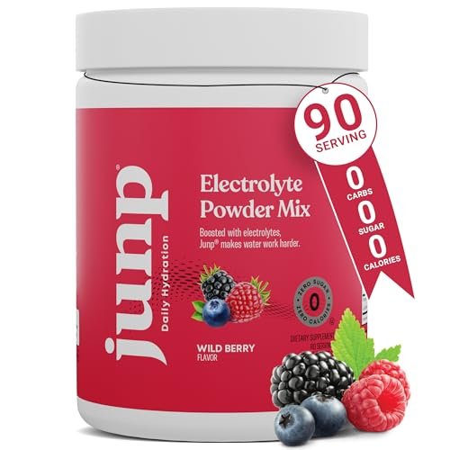 JUNP Elektrolyte Pulver ohne Zucker und Kohlenhydrate, Wild Beerengeschmack, Keto Elektrolytgetränk mit Kalium und Salz, Null Kalorien, zuckerfrei, 90 Portionen