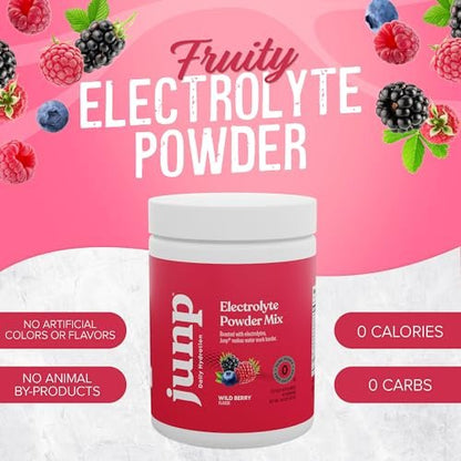 JUNP Elektrolyte Pulver ohne Zucker und Kohlenhydrate, Wild Beerengeschmack, Keto Elektrolytgetränk mit Kalium und Salz, Null Kalorien, zuckerfrei, 90 Portionen