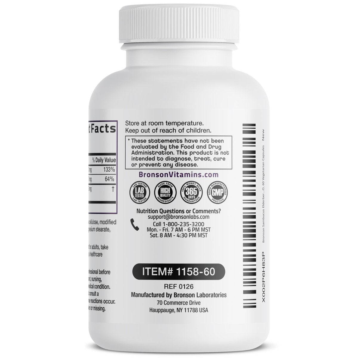 Bronson Holunderbeeren mit Zink & Vitamin C – Dreifacher Immun-Komplex, 60 Kapseln