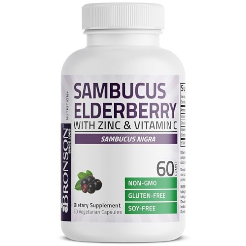 Bronson Holunderbeeren mit Zink & Vitamin C – Dreifacher Immun-Komplex, 60 Kapseln