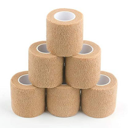 Selbstklebende Bandage Wickel, Kohäsive Bandage, Medizinisches Tape, Vet Wrap, Athletische Elastische Dehnbandage, Selbstklebend, Flexibel, Atmungsaktiv & Ideal für Sportverletzungen & Wunden/Finger/Handgelenk (Auch Haustiere) 2“x15ft (6er-Pack, Gelb)