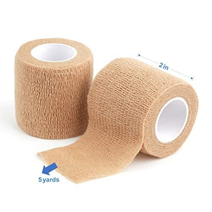 Selbstklebende Bandage Wickel, Kohäsive Bandage, Medizinisches Tape, Vet Wrap, Athletische Elastische Dehnbandage, Selbstklebend, Flexibel, Atmungsaktiv & Ideal für Sportverletzungen & Wunden/Finger/Handgelenk (Auch Haustiere) 2“x15ft (6er-Pack, Gelb)