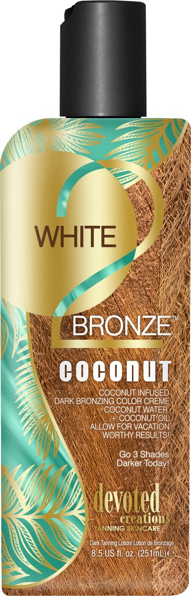 Devoted Creations White 2 Bronze Coconut – Bräunungsverstärkende Lotion mit Kokoswasser & Kokosöl, 8,5 oz