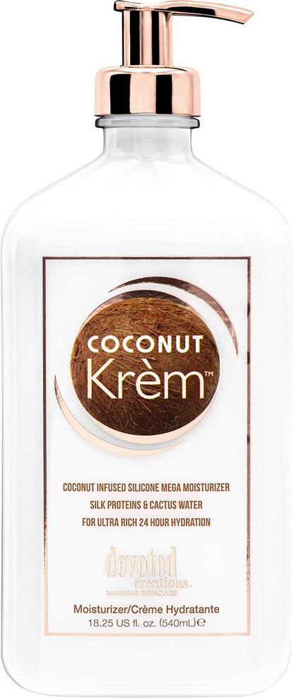 Devoted Creations Coconut Krém Feuchtigkeitsspender – Kokosnuss-infundierter Silikon-Feuchtigkeitsspender mit Seidenproteinen und Kaktuswasser für ultra-reiche 24-Stunden-Feuchtigkeitsversorgung, 18,25 oz