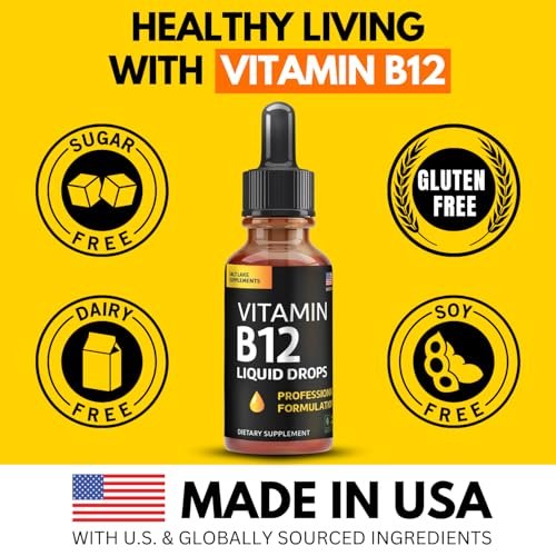 Vitamin B12 Flüssig-Tropfen - Vegane B12 Vitamine 5000 mcg Methylcobalamin, schnell wirkend, sublingual, B-Komplex mit B2, B3, B6 - Ohne Gentechnik, laktosefrei, sojafrei, zuckerfrei, Himbeergeschmack, 59 ml