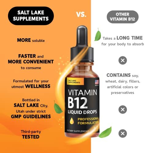 Vitamin B12 Flüssig-Tropfen - Vegane B12 Vitamine 5000 mcg Methylcobalamin, schnell wirkend, sublingual, B-Komplex mit B2, B3, B6 - Ohne Gentechnik, laktosefrei, sojafrei, zuckerfrei, Himbeergeschmack, 59 ml