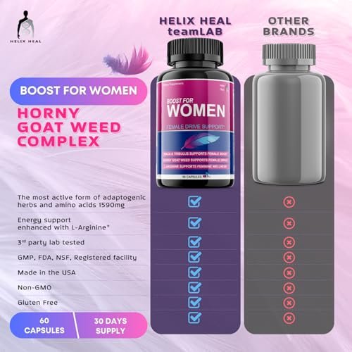Helix Heal Libido Booster für Frauen – Schnell wirkende Luststeigerung mit Bockshornklee, Maca, Tribulus Terrestris, Ginseng – Hormonbalance, hergestellt in den USA (60 Kapseln)