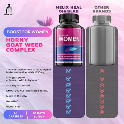 Helix Heal Libido Booster für Frauen – Schnell wirkende Luststeigerung mit Bockshornklee, Maca, Tribulus Terrestris, Ginseng – Hormonbalance, hergestellt in den USA (60 Kapseln)