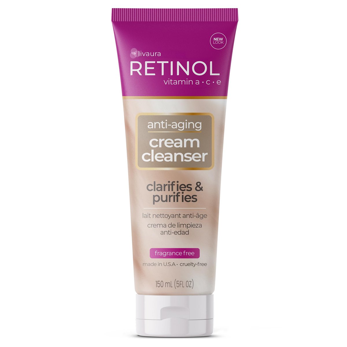 Retinol LIVAURA Creme-Gesichtsreiniger – Feuchtigkeitsspendender Gesichtsreiniger für Frauen, Sanfte Gesichtsreinigung für empfindliche Haut, Tägliche Gesichtswäsche für trockene, fettige & zu Akne neigende Haut