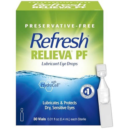 Refresh Relieva PF Lubricating Eye Drops – Konservierungsmittelfreie Einzeldosen für trockene Augen, 30 Stück