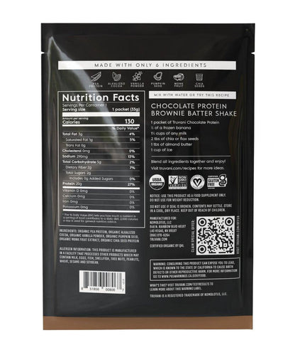 Truvani Veganes Erbsenproteinpulver | Schokolade | 20g Bio-Pflanzenprotein | 1 Portion | Keto | Gluten- & laktosefrei | Low Carb | Ohne Zuckerzusatz