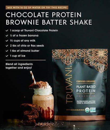 Truvani Veganes Erbsenproteinpulver | Schokolade | 20g Bio-Pflanzenprotein | 1 Portion | Keto | Gluten- & laktosefrei | Low Carb | Ohne Zuckerzusatz